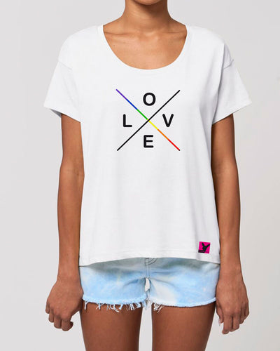 Love Regenbogen – Bio T-Shirt (feminin)