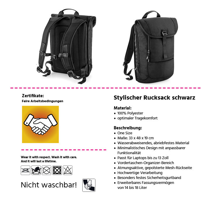 Unique Label – stylischer Rucksack schwarz