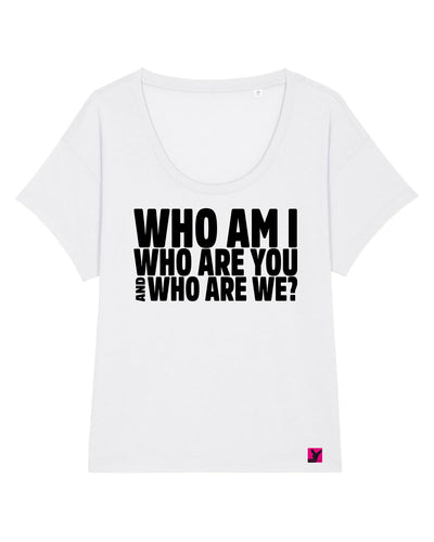 Who-am-I-Damen-T-Shirt-white